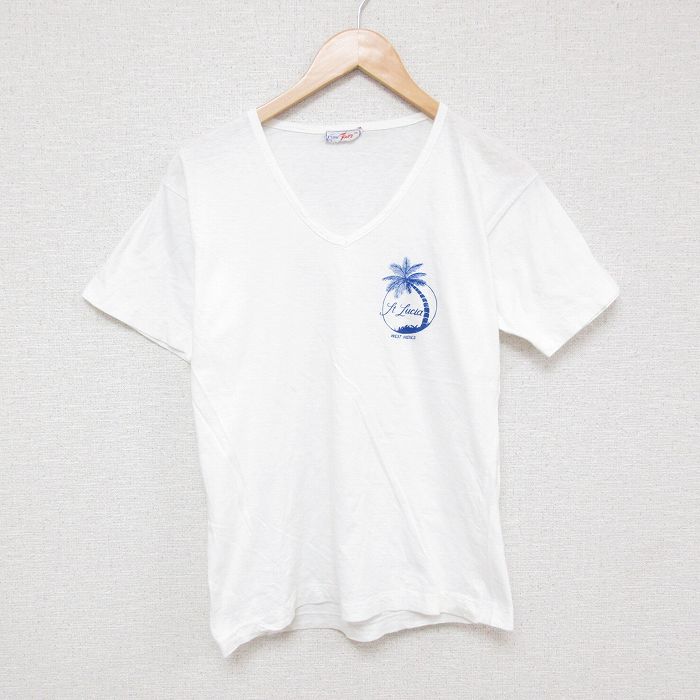 70s 半袖Tシャツ ヤシの木 ホワイト S | 古着