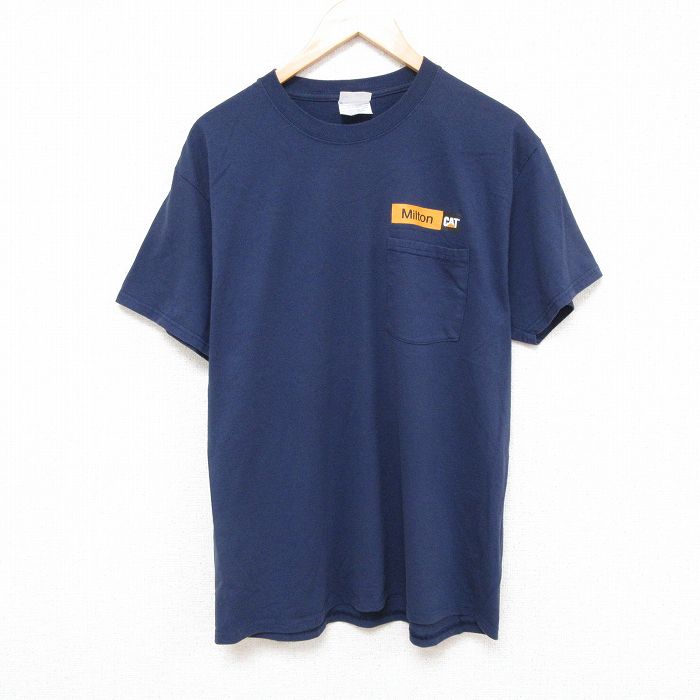 L★古着 半袖 ビンテージ Tシャツ メンズ 00年代 00s Milton クルーネック 紺 ネイビー 25jul08 中古