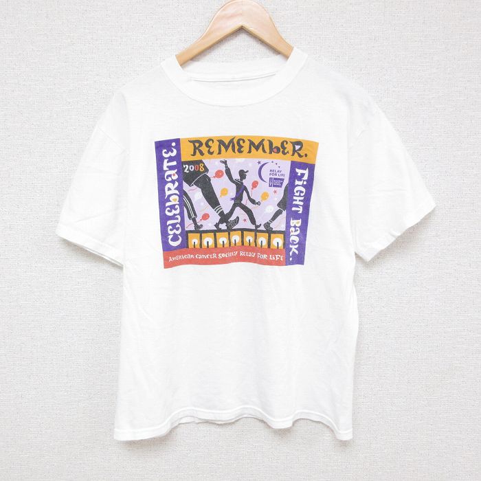 【50%OFF】M★古着 半袖 ビンテージ Tシャツ メンズ 00年代 00s リメンバー クルーネック 白 ホワイト 25jul08 中古