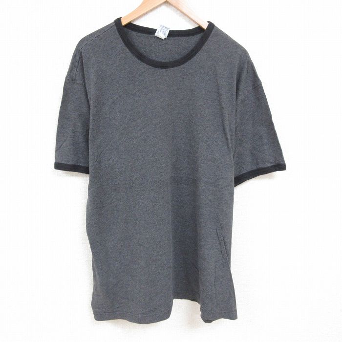 XL★古着 オールドネイビー 半袖 ビンテージ Tシャツ メンズ 00年代 00s 無地 大きいサイズ コットン クルーネック グレー 霜降り リンガー 25jul08 中古