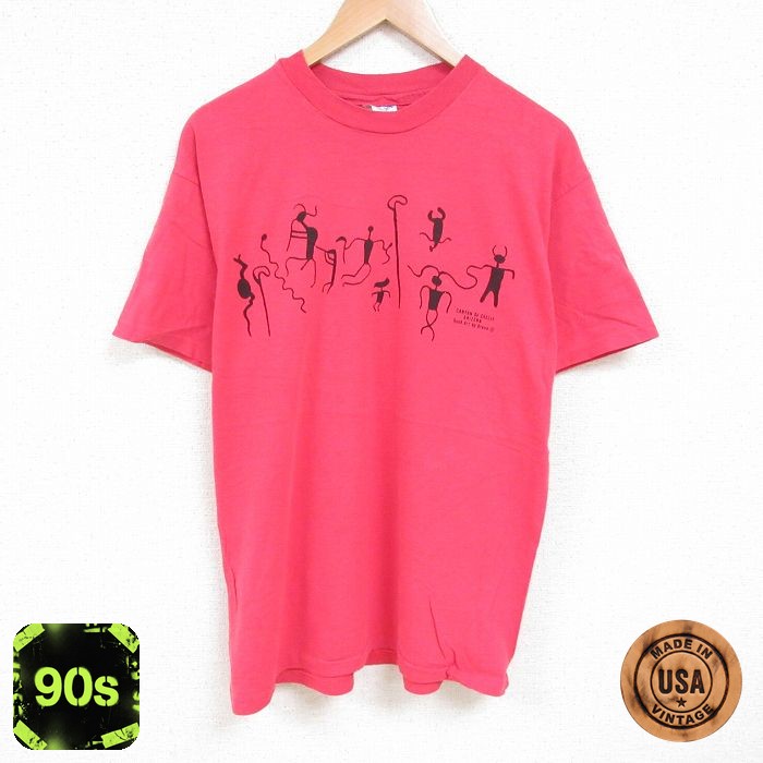 【50%OFF】ヘインズ 90s 半袖Tシャツ 民族 レッド XL | 古着