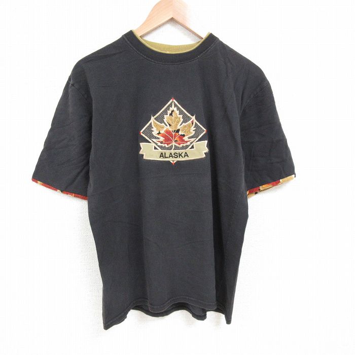 90s 半袖Tシャツ アラスカ刺繍 ブラック L | 古着