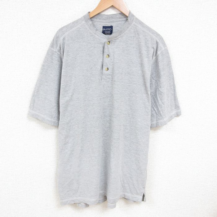XL★古着 ピューリタン 半袖 ビンテージ Tシャツ メンズ 00年代 00s 無地 大きいサイズ ヘンリーネック グレー 霜降り 25jul08 中古