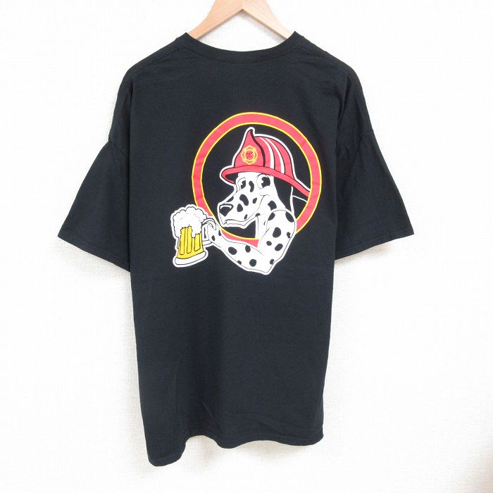 XL★古着 半袖 ビンテージ Tシャツ メンズ 00年代 00s ダルメシアン 大きいサイズ コットン クルーネック 黒 ブラック 25jul08 中古
