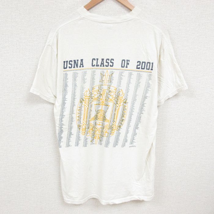 XL★古着 半袖 ビンテージ Tシャツ メンズ 00年代 00s ミリタリー NAVAL 大きいサイズ コットン クルーネック 白 ホワイト 【spe】 25jul08 中古