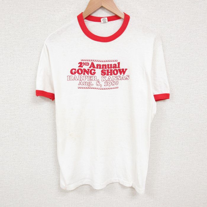 XL★古着 ヘインズ Hanes 半袖 ビンテージ Tシャツ メンズ 80年代 80s カンザス クルーネック USA製 白 ホワイト リンガー 25jul09 中古