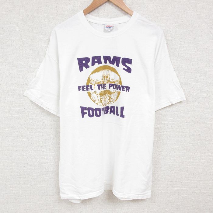 XL★古着 ヘインズ Hanes 半袖 ビンテージ Tシャツ メンズ 00年代 00s フットボール 大きいサイズ コットン クルーネック 白 ホワイト 25jul09 中古