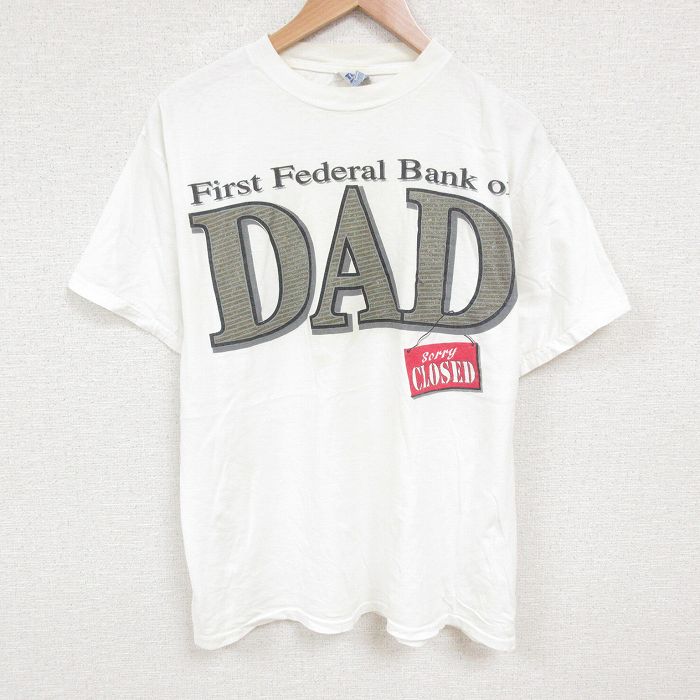 XL★古着 半袖 ビンテージ Tシャツ メンズ 90年代 90s DAD コットン クルーネック 白 ホワイト 25jul09 中古