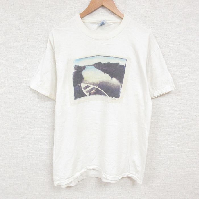 XL★古着 ヘインズ Hanes 半袖 ビンテージ Tシャツ メンズ 00年代 00s 川 コットン クルーネック 白 ホワイト 25jul09 中古