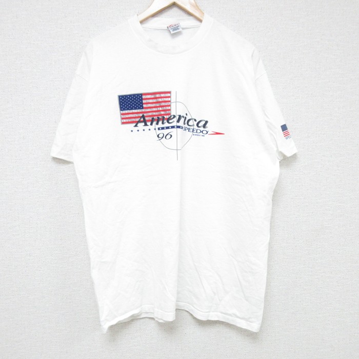 XL★古着 スピード 半袖 ビンテージ Tシャツ メンズ 90年代 90s アメリカ コットン クルーネック 白 ホワイト 25jul10 中古