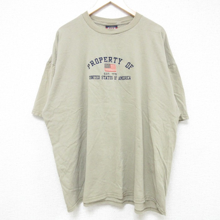 00s 半袖Tシャツ 星条旗刺繍 ベージュ XL | 古着