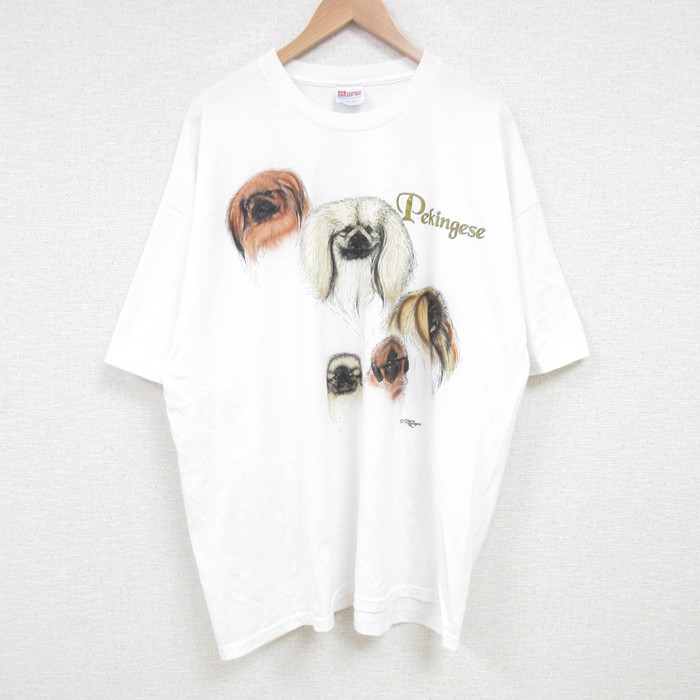 XL★古着 ヘインズ Hanes 半袖 ビンテージ Tシャツ メンズ 00年代 00s ペキニーズ 大きいサイズ クルーネック 白 ホワイト 【spe】 25jul10 中古