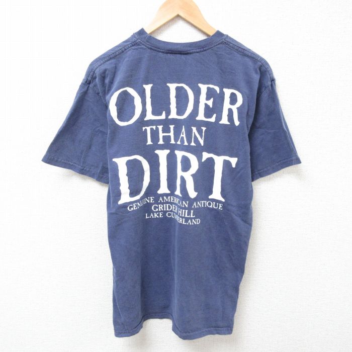 【50%OFF】L★古着 半袖 ビンテージ Tシャツ メンズ 00年代 00s OLDER コットン クルーネック USA製 薄紺 ネイビー 25jul10 中古