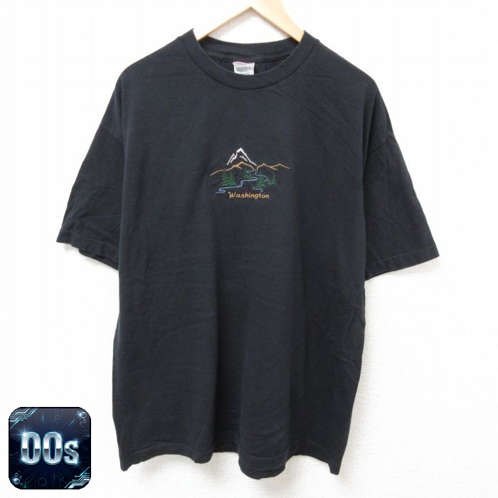 ワシントン 00s 半袖Tシャツ 刺繍 ブラック XL | 古着