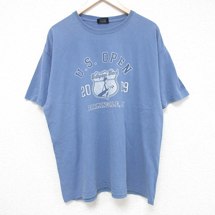 XL★古着 MVスポーツ 半袖 ビンテージ Tシャツ メンズ 00年代 00s USオープン コットン クルーネック 薄紺 ネイビー 25jul10 中古