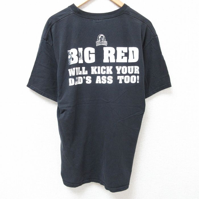 【50%OFF】L★古着 半袖 ビンテージ Tシャツ メンズ 00年代 00s BIG RED コットン クルーネック 黒 ブラック 25jul11 中古