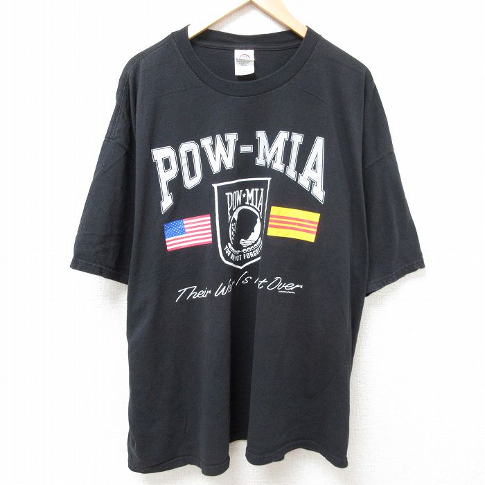 XL★古着 半袖 ビンテージ Tシャツ メンズ 90年代 90s POW 大きいサイズ コットン クルーネック 黒 ブラック 25jul11 中古