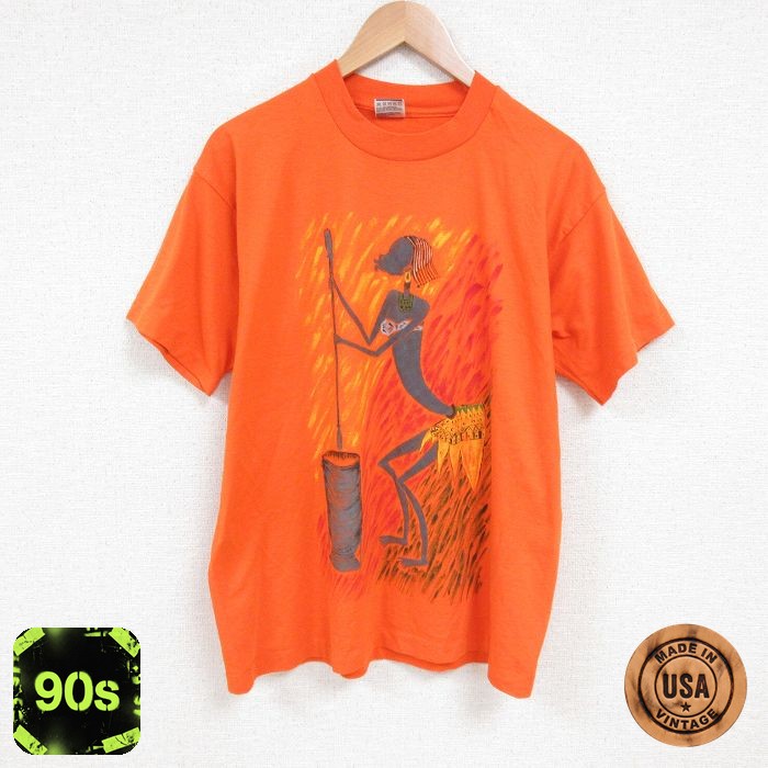 【50%OFF】フルーツオブザルーム 90s 半袖Tシャツ インディアン オレンジ L | 古着