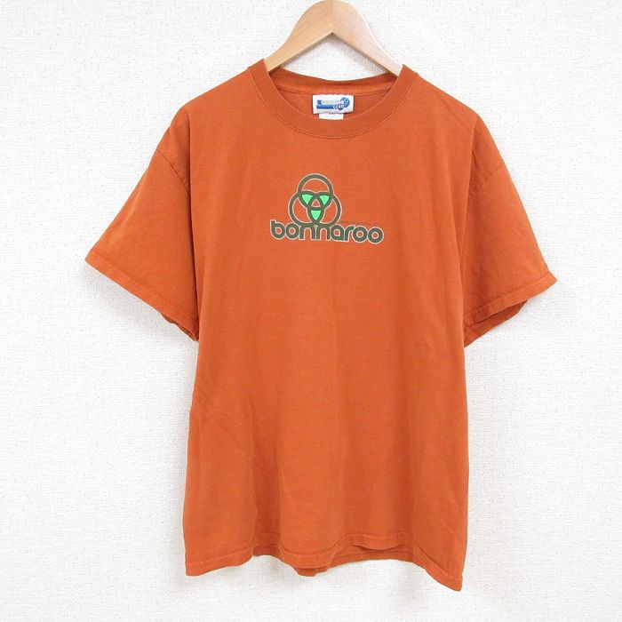 【50%OFF】L★古着 半袖 ビンテージ ロック バンド Tシャツ メンズ 00年代 00s ボナルフェスティバル マルーン5 コットン クルーネック 濃オレンジ 【spe】 25jul11 中古
