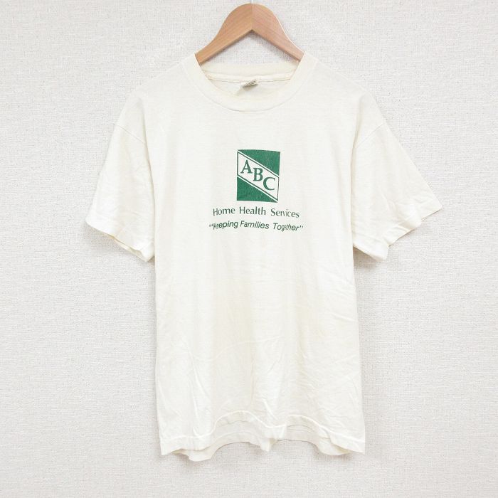 L★古着 フルーツオブザルーム 半袖 ビンテージ Tシャツ メンズ 90年代 90s ABC コットン クルーネック USA製 薄ベージュ カーキ 25jul11 中古