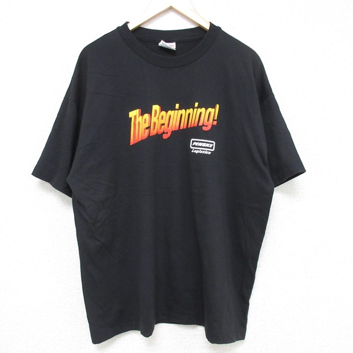 【20%OFF】XL★古着 ヘインズ Hanes 半袖 ビンテージ Tシャツ メンズ 90年代 90s PENSKE クルーネック USA製 黒 ブラック 【spe】 25jul11 中古