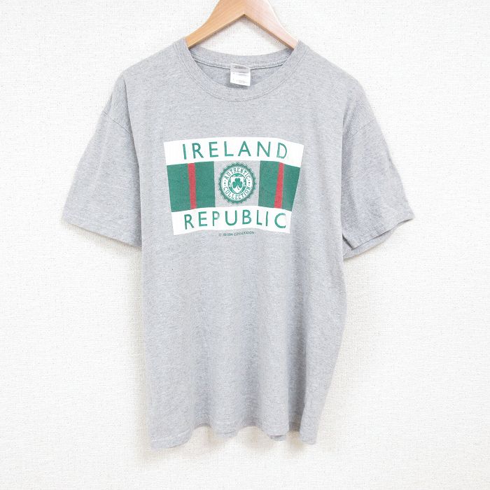 XL★古着 半袖 ビンテージ Tシャツ メンズ 00年代 00s アイルランド クルーネック グレー 霜降り 25jul12 中古