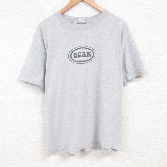 【50%OFF】XL★古着 ヘインズ Hanes 半袖 ビンテージ Tシャツ メンズ 00年代 00s BEAN 大きいサイズ クルーネック グレー 霜降り 25jul12 中古