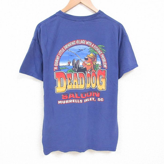 XL★古着 半袖 ビンテージ Tシャツ メンズ 00年代 00s デッドドッグ コットン クルーネック 紺 ネイビー 25jul12 中古