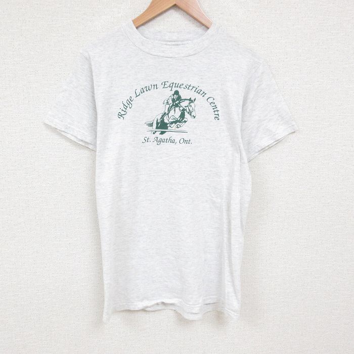 M★古着 TUUTEX 半袖 ビンテージ Tシャツ メンズ 90年代 90s 馬術 コットン クルーネック 薄グレー 霜降り 25jul12 中古