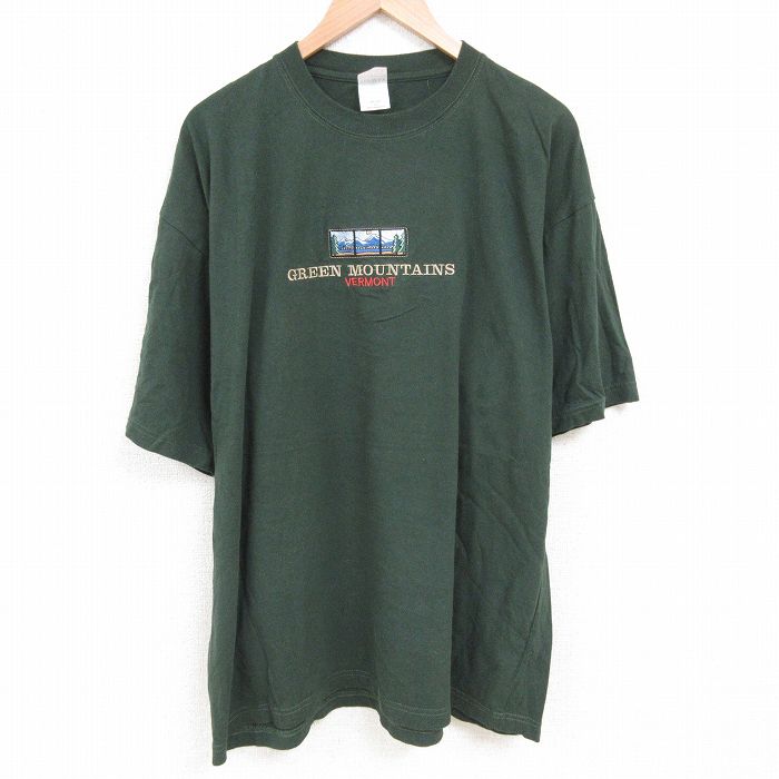 【50%OFF】バーモント 00s 半袖Tシャツ 刺繍 グリーン XL | 古着