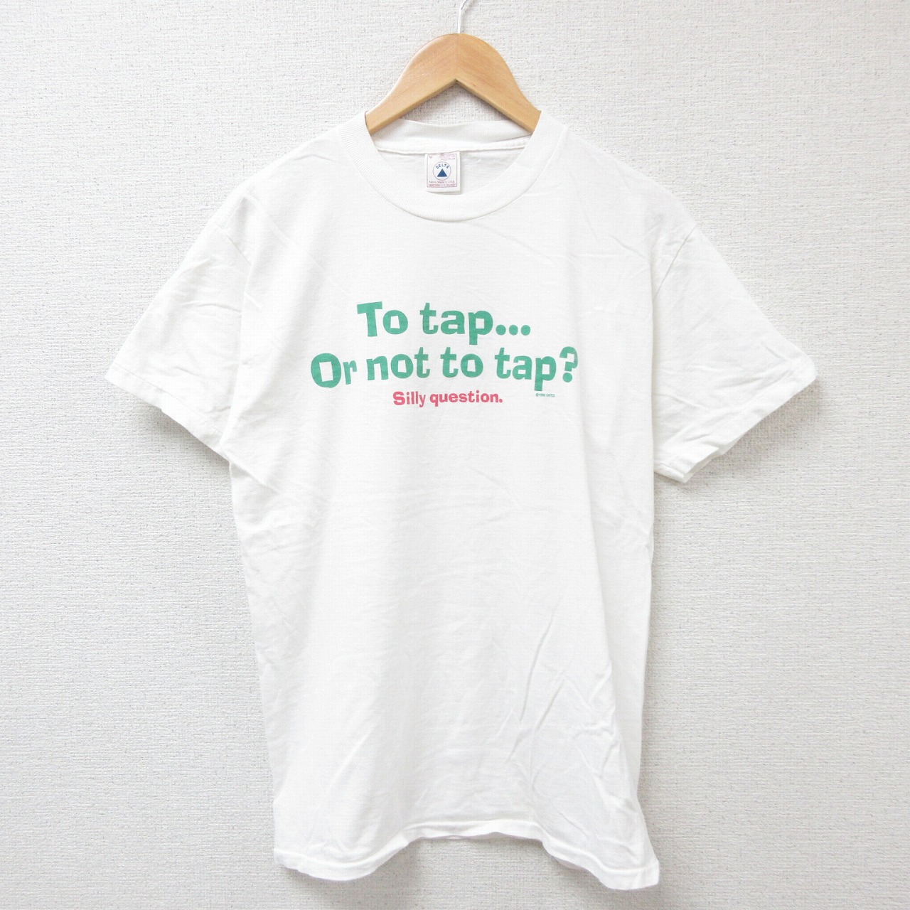 【50%OFF】M★古着 半袖 ビンテージ Tシャツ メンズ 90年代 90s メッセージ コットン クルーネック USA製 白 ホワイト 25jul14 中古
