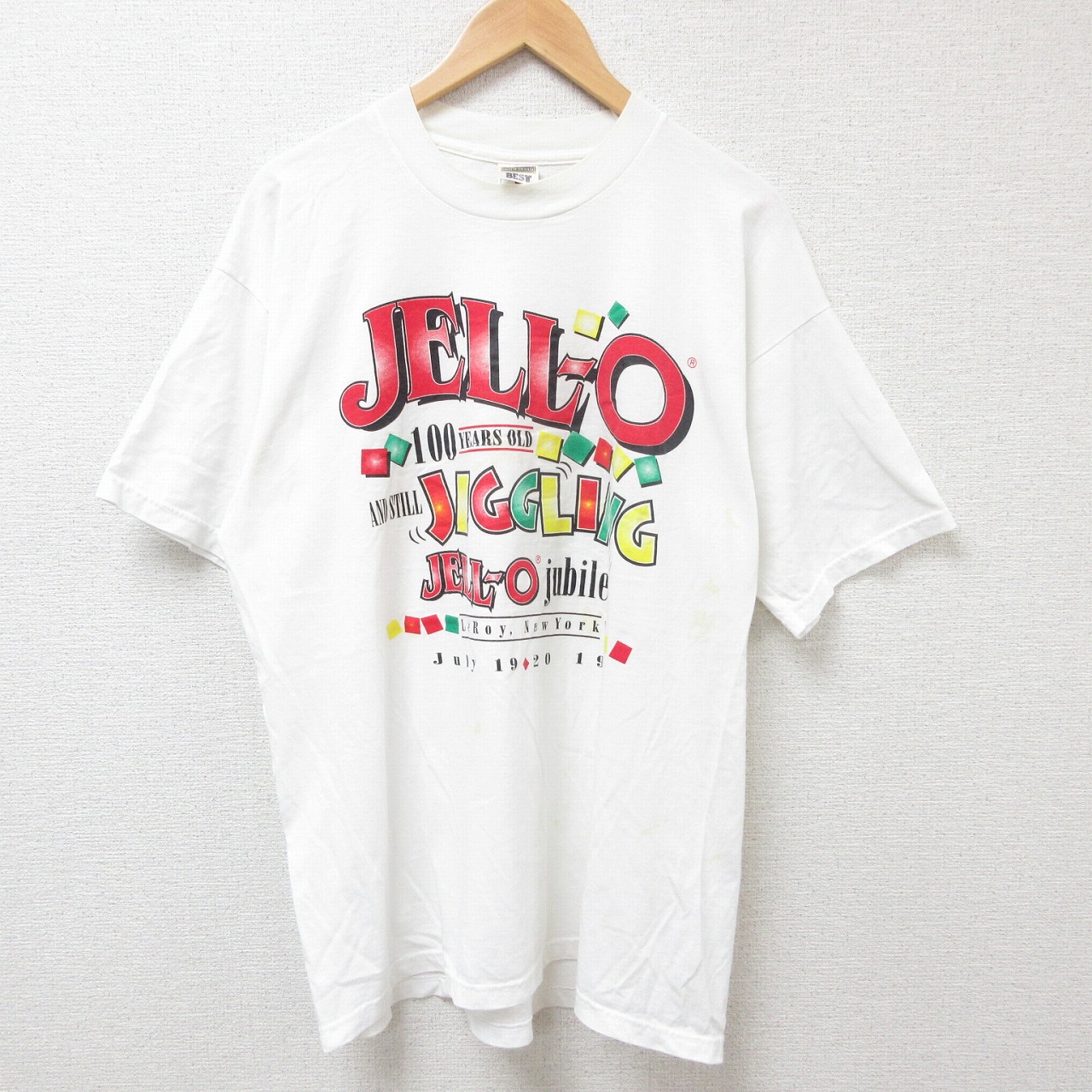 XL★古着 フルーツオブザルーム 半袖 ビンテージ Tシャツ メンズ 90年代 90s JELLO クルーネック 白 ホワイト 25jul14 中古