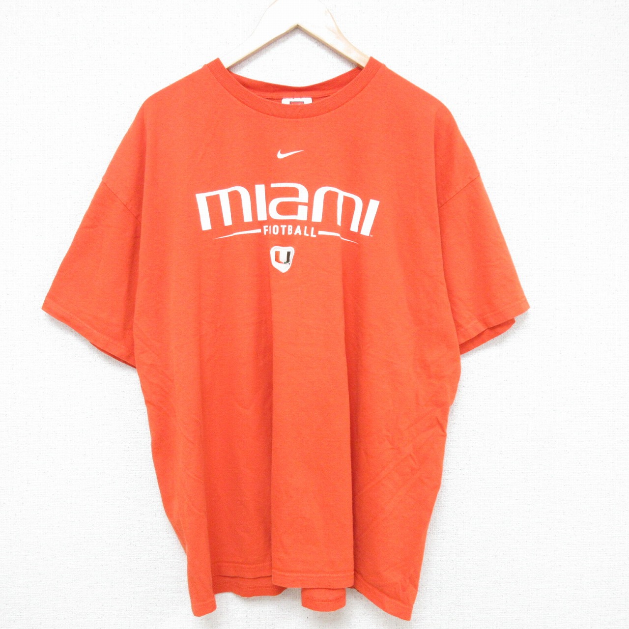 XL★古着 ナイキ NIKE 半袖 ビンテージ Tシャツ メンズ 00年代 00s マイアミ 大きいサイズ コットン クルーネック オレンジ 25jul14 中古