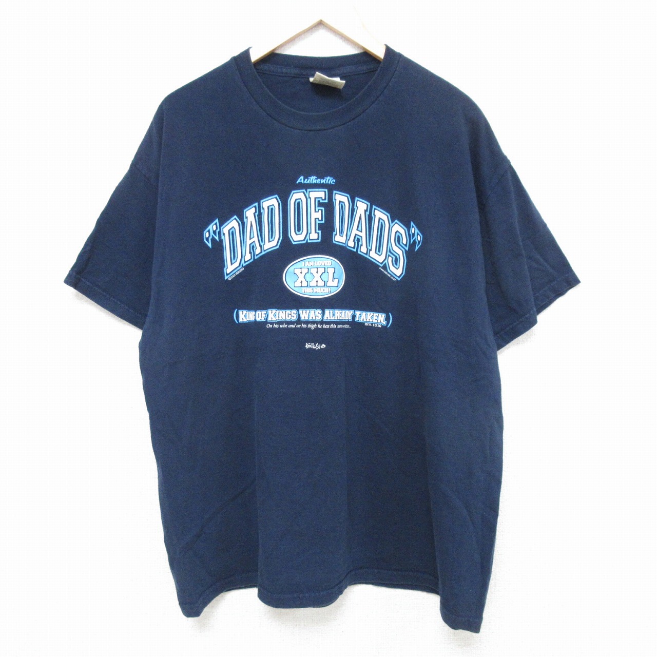 XL★古着 半袖 ビンテージ Tシャツ メンズ DAD 大きいサイズ コットン クルーネック 紺 ネイビー 25jul14 中古