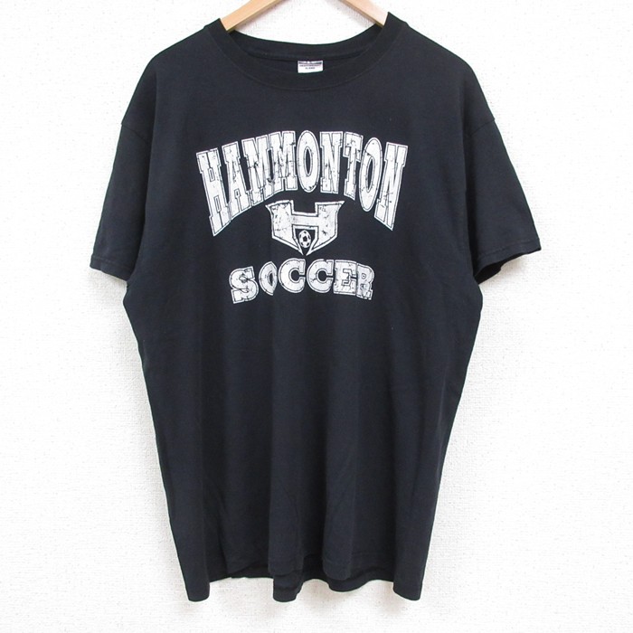 L★古着 ジャージーズ 半袖 ビンテージ Tシャツ メンズ 00年代 00s サッカー クルーネック 黒 ブラック 25jul14 中古