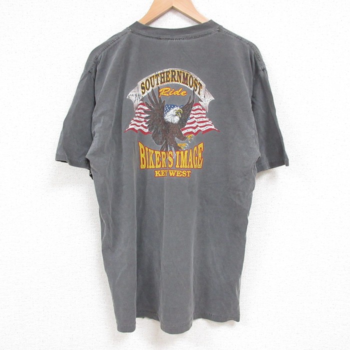 L★古着 半袖 ビンテージ Tシャツ メンズ 00年代 00s キーウエスト コットン クルーネック 濃グレー 25jul14 中古