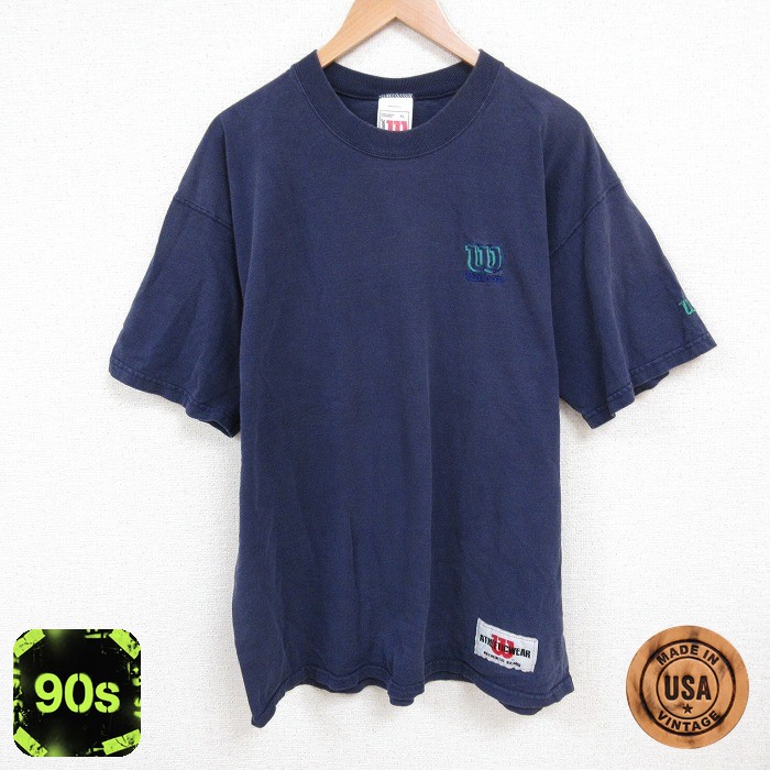 【50%OFF】ウィルソン 90s 半袖Tシャツ ワンポイント ネイビー XL | 古着