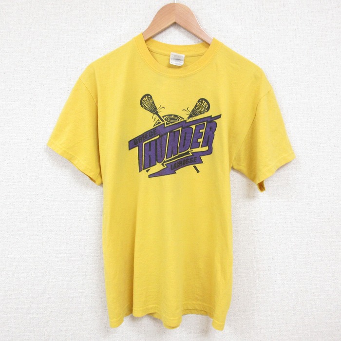 L★古着 半袖 ビンテージ Tシャツ メンズ 00年代 00s ラクロス クルーネック 黄 イエロー 25jul16 中古