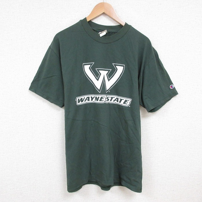 L★古着 チャンピオン champion 半袖 ビンテージ Tシャツ メンズ 00年代 00s WAYNE コットン クルーネック 緑 グリーン 25jul16 中古