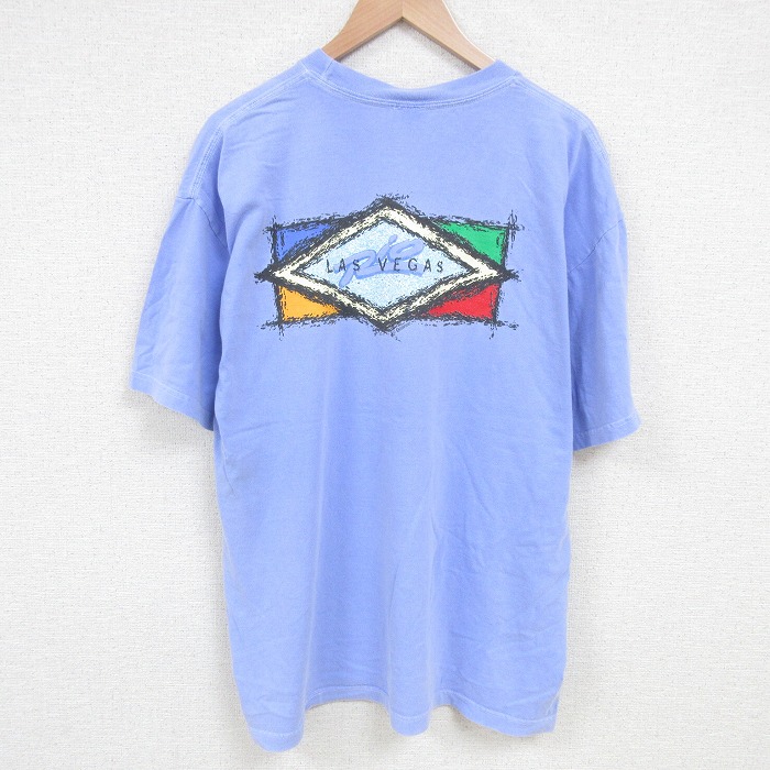 XL★古着 半袖 ビンテージ Tシャツ メンズ 00年代 00s ラスベガス 大きいサイズ コットン クルーネック 薄紫 パープル 25jul16 中古