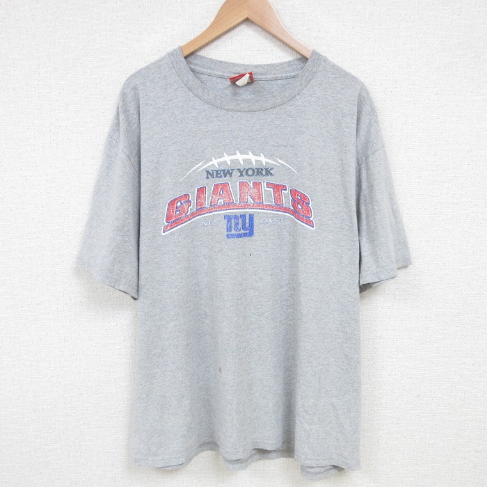 XL★古着 半袖 ビンテージ Tシャツ メンズ 00年代 00s NFL ニューヨークジャイアンツ 大きいサイズ クルーネック グレー 霜降り 25jul16 中古