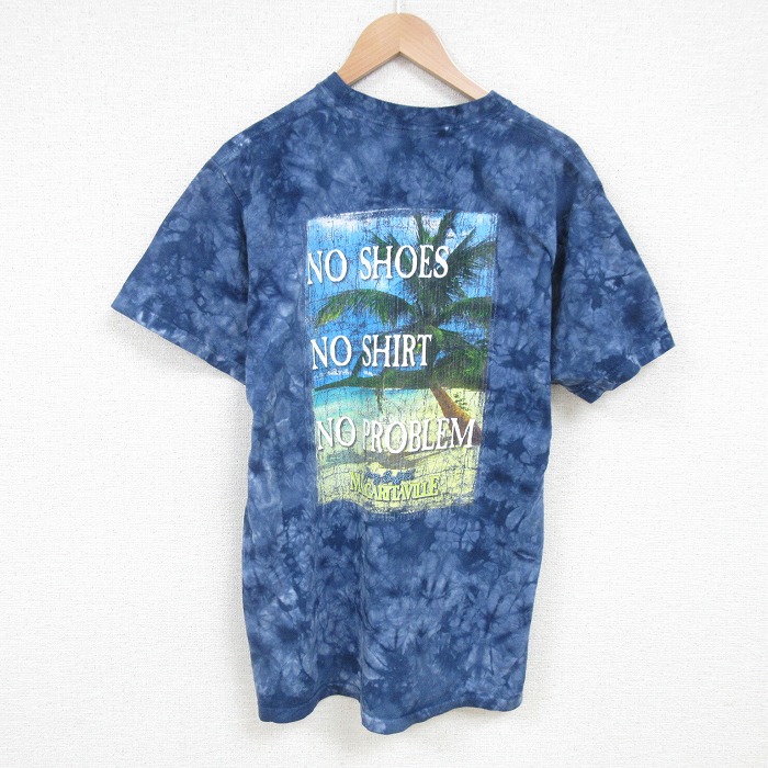 L★古着 半袖 ビンテージ Tシャツ メンズ 00年代 00s ヤシの木 クルーネック 青 ブルー タイダイ 25jul16 中古
