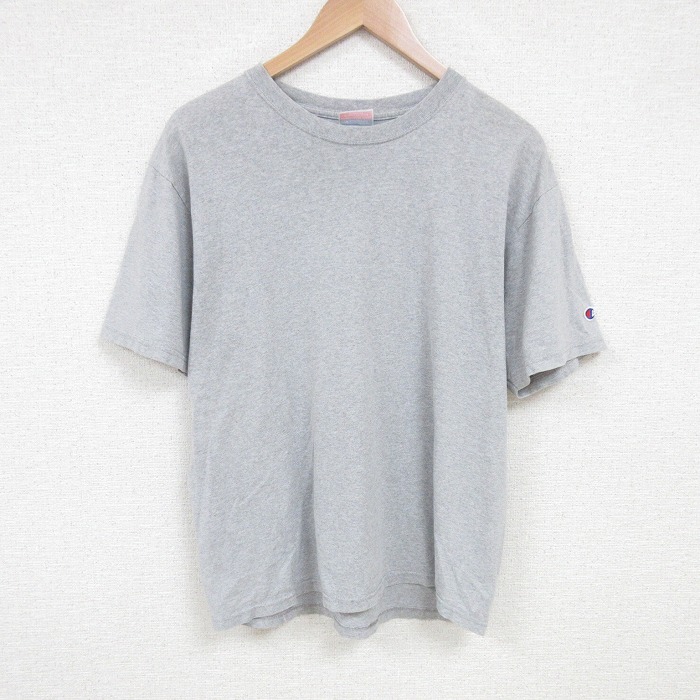 L★古着 チャンピオン champion 半袖 ビンテージ Tシャツ メンズ 00年代 00s 無地 コットン クルーネック グレー 霜降り 25jul16 中古