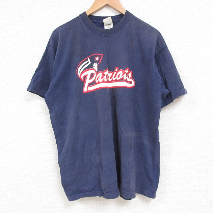 XL★古着 フルーツオブザルーム 半袖 ビンテージ Tシャツ メンズ 00年代 00s ペイトリオッツ コットン クルーネック USA製 紺 ネイビー 25jul15 中古