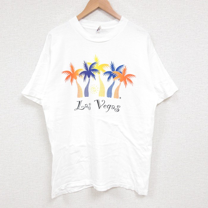 L★古着 半袖 ビンテージ Tシャツ メンズ 00年代 00s ラスベガス コットン クルーネック 白 ホワイト 25jul15 中古