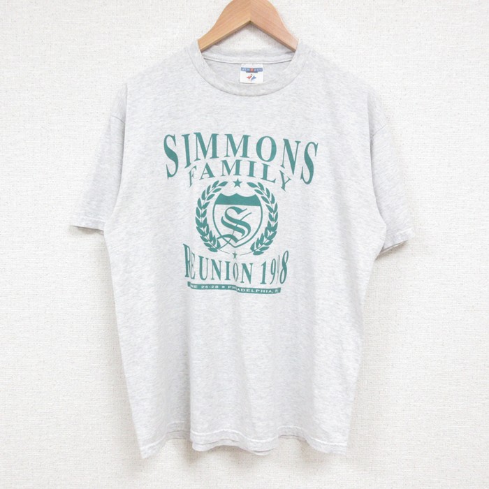 【50%OFF】L★古着 ジャージーズ 半袖 ビンテージ Tシャツ メンズ 90年代 90s SIMMONS クルーネック グレー 霜降り 25jul15 中古