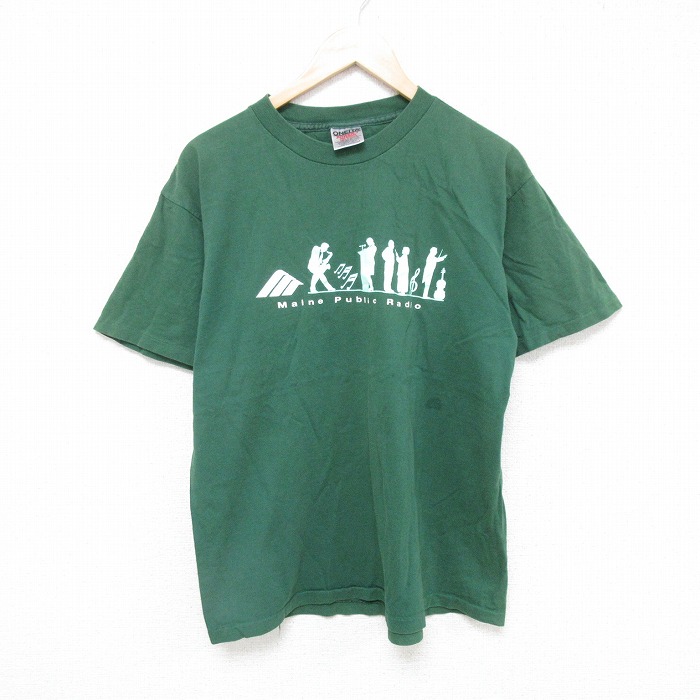 L★古着 オニータ 半袖 ビンテージ Tシャツ メンズ 90年代 90s メイン コットン クルーネック 緑 グリーン 25jul16 中古
