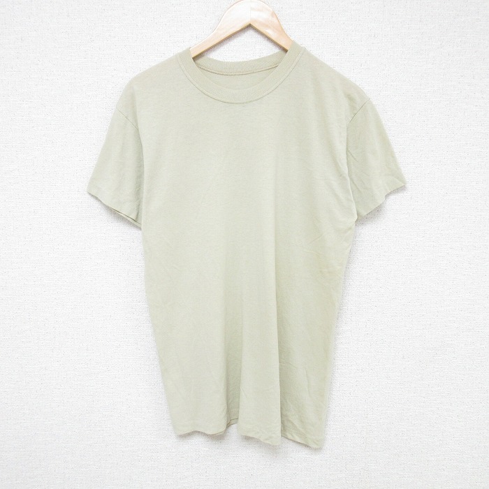 M★古着 半袖 ビンテージ Tシャツ メンズ 80年代 80s 無地 クルーネック ベージュ カーキ 25jul16 中古