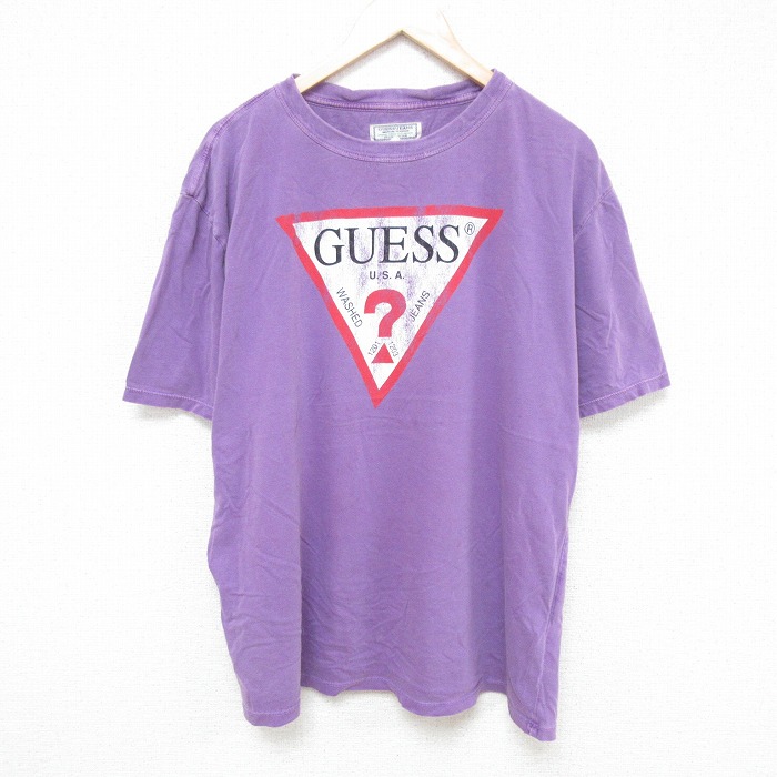 ゲス 00s 半袖Tシャツ ビッグロゴ パープル XL | 古着