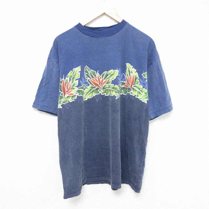 ノーティカ 90s 半袖Tシャツ 花 ネイビー XL | 古着